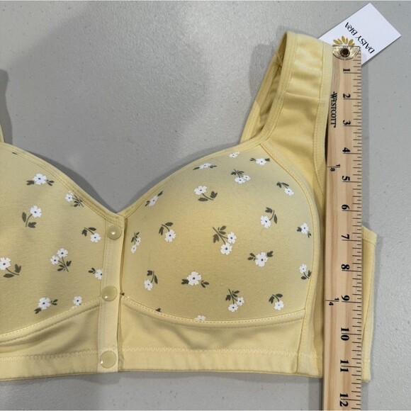 NEW Daisy Bra Womens XL Yellow Floral Front Snap Wireless Stretch Comfort - Picture 4 of 8